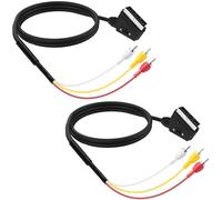 YARCHONN SCART to 3 RCA Cable Lead Converter Adapter Switchable 3 RCA Composite Video Left + Right Stereo/Mono Audio and Video to RGB SCART Converter for DVD TV Game Consoles -1.5M/4.92FT -2pcs