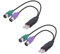 YARCHONN USB to PS/2 Adapter Type A Male to Dual PS/2 Female Cable, 2pcs | USB A 2.0 to 2 x PS/2 Keyboard Mouse Interface Connector Converter Cord,for Desktop Laptop,18cm / 7inch