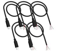YARCHONN USB Type-C 4 Pin Pigtail Cable, USB C Male Plug to 4 Cores Bare Wire Open End Power Data Cable 5A OTG for DIY Repair- 5Pcs-30cm/11.8in (4 Pin)
