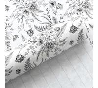 Yarcony Black and White Wrapping Paper, Floral Gift Wrapping Paper Roll, Elegant Black Lined Flowers Gift Wrap for Birthday,Wedding, Baby Shower,Christmas,Bridal Shower,Mother's Day (17 In X 16.5 Ft)