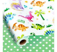 Yarcony Dinosaur Wrapping Paper Roll, Boy Birthday Gift Wrapping Paper, Cute Watercolor Dino Themed Toddler Gift Wrap Paper for Kids Birthday, Baby Boy Shower,Party(Mini Roll, 17 Inch X 33 Feet)
