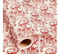 Yarcony Gothic Christmas Wrapping Paper Roll - Mini Roll, 17 in x 16.5 ft, Funny Skull Skeleton Dead Inside But It's Christmas Design Xmas Gift Wrapping Paper for Creepmas Holiday Presents, Party