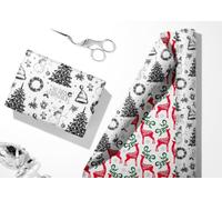 Yarcony Reversible Vintage Christmas Wrapping Paper, Black Toile Gift Wrap | 17 Inch X 33Feet, Rustic Black & White Xmas Tree & Snowman Christmas Wrapping Paper, Reversible Reindeer Holiday Gift Wrap