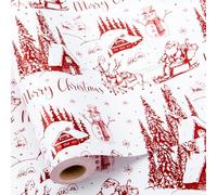 Yarcony Vintage Christmas Wrapping PaperJumbo Roll, Christmas Toile Wrapping Paper Vintage Inspired Red with Classic Santa, Deer for Holiday, Gift Packaging, Winter Celebrations (30 Inch X 100 Feet)