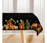 Yarcooly Christmas Nativity Tablecloth - Holy Tablecover Religious Scene Table Decor for Christmas, New Year, Xmas - Home Party Decorations