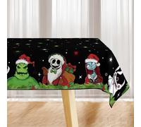 Yarcooly Christmas Tablecloth Rectangle Christmas Nightmare Before Table Cover Jack Sally Decor Waterproof Christmas Decorations for Home Party