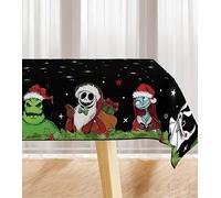Yarcooly Christmas Tablecloth Rectangle Christmas Nightmare Before Table Cover Jack Sally Decor Waterproof Christmas Decorations for Home Party