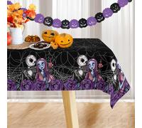 Yarcooly Halloween Tablecloth Rectangle Christmas Nightmare Before Table Cover Jack Sally Gothic Decor Waterproof Halloween Decorations for Home Party
