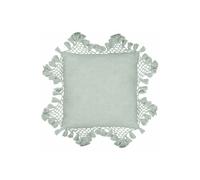 Yard Anko Slub Cotton Macrame Tassel Trimmed Cushion in Light Green | Size: 45 cm x 45 cm Yard Light Green 45 cm x 45 cm