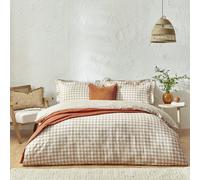 Yard Barton Beige Check Reversible Duvet Cover Set - SINGLE, NATURAL