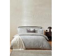 Yard Barton Gingham Check Duvet Cover Set - 100% Cotton, Reversible, Oxford Pillowcases, Soft & Breathable Premium Bedding (Super King - Grey)