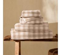 Yard Barton Gingham Cotton Bath Towel (Natural, 70 x 130 cm) | Soft 100% cotton, absorbent and comfortable, ideal for everyday bathing and modern bathroom styling