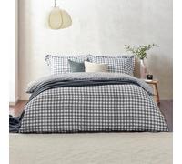 furn. Yard Barton Gingham Check Duvet Cover Set - 100% Cotton, Reversible, Oxford Pillowcases, Soft & Breathable Premium Bedding (Single - Navy)