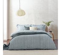 Yard Barton Gingham Check Duvet Cover Set - 100% Cotton, Reversible, Oxford Pillowcases, Soft & Breathable Premium Bedding (Single - Navy)