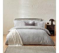 Yard Barton Gingham Check Duvet Cover Set - Grey - Double