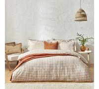 furn. Yard Barton Gingham Check Duvet Cover Set - 100% Cotton, Reversible, Oxford Pillowcases, Soft & Breathable Premium Bedding (Single - Biscuit), Cream