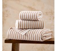 Furn Bath Towel Yard Hebden - Ultra Soft 100% Cotton Terry Striped - Natural 70x130cm