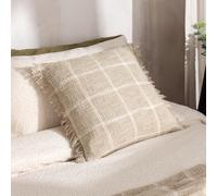Yard Beni Check Cotton Fringed Feather Rich Filled Cushion