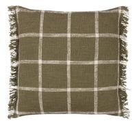Yard Beni Check Fringed Feather Rich Cushion
