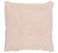 furn. Yard Bertie Washed Cotton Velvet Feather Filled Cushion - Soft Velvet Relaxed Style Decorative Pillow (Natural - 45x45cm)
