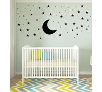Yard Black Moon & Stars Wall Sticker PVC Vinyl Standard Size- 101cm X 101cm Color-Multicolor,