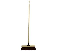 Yard Broom Outdoor Heavy Duty 10'' Natural Bassine Hard Bristle Brush Head Stiff Sweeping Broom for Cleaning Gardens Yards and Driveways