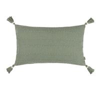 furn. Yard Caliche Textured Tasselled Cushion - Feather Filled Cotton Textured Weave (Eucalyptus - 40x60cm)