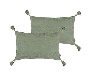 Yard Caliche Textured Tasselled Feather Filled Cushion - Twin Pack