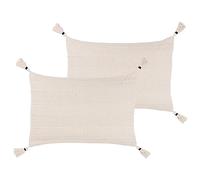 Yard Caliche Textured Tasselled Polyester Filled Cushion - Twin Pack