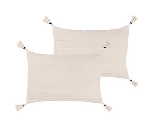 Yard Caliche Textured Tasselled Polyester Filled Cushion - Twin Pack