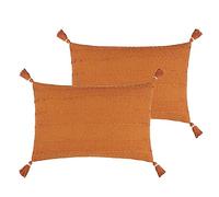 Yard Caliche Textured Tasselled Polyester Filled Cushion - Twin Pack,40 x 60cm