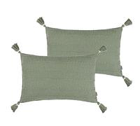 Yard Caliche Textured Tasselled Polyester Filled Cushion - Twin Pack,40 x 60cm