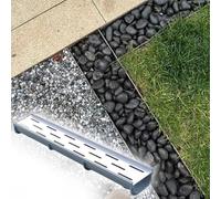 Yard Channel Trench Drains for Driveways, 10x10/ 15x15/ 20x20 Cm French Drain Kit/Drainage Grate Cover for Pebbles Fill, Outdoor Ditch Trough(10cmx10cmx100cm)