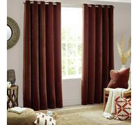 Furn Curtains Yard Heavy Chenille Velvet Eyelet - Lined Room-Darkening - Red