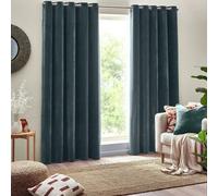 Yard Chenille Fully Lined Eyelet Curtains- Marine- 117x137cm