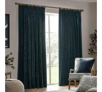 Yard Heavy Chenille Pencil Pleat Curtain Pair - Lined Room Darkening Soft Velvet Curtains (Navy - Width 168 x Drop 183cm)