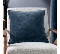 Yard Chenille Plain Piped Cushion - Navy - 50x50cm