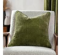 Yard Chenille Plain Piped Cushion - Olive - 50x50cm