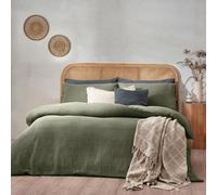 Yard Chunky Waffle 100% Cotton Duvet Cover Set, Single, Green