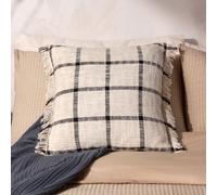 Yard Beni Check Fringed Polyester Filled Cushion