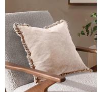 Yard Bertie Natural Cotton Velvet Cushion - Size: 45 x 45cm - Cream - Yard Living - Wilko