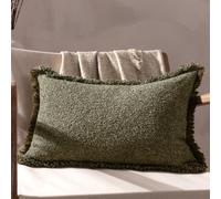 Yard Doze Moss Reversible Fringed Cushion - Size: 60 x 40 cm - Multi - Yard Living - Wilko