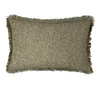 Furn Yard Doze Woven Cushion Cover - Two-Tone Woven Reversible Design Fringed Trim Hidden Zip (Moss - 60 x 40 cm)