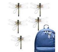Yard Dragonfly Ornaments - 3D PVC Decoration Clip | Garden Accessory, Camping, Fishing | Hat Backpack Tree Hanging Safety Pin Lightweight Cord 9.5x13.7