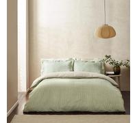 Yard Duvet Cover Set Hebden Stripe 100% Cotton Forest Green Double