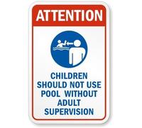 Yard Fence Garage Decoration Sign Warning Children Should Not Use Pool Without Adult Supervision Safety Outdoor Courtyard Decoration Sign 8X12 Inch