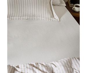 Yard Fitted Sheet Hebden Narrow Stripe 100% Cotton Natural Single