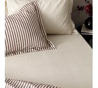 Yard Fitted Sheet Hebden Stripe 100% Cotton Beetroot Double