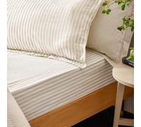 Yard Fitted Sheet Hebden Stripe 100% Cotton Natural King