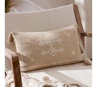Yard Folis Embroidered Cotton Tasselled Feather Rich Filled Cushion
